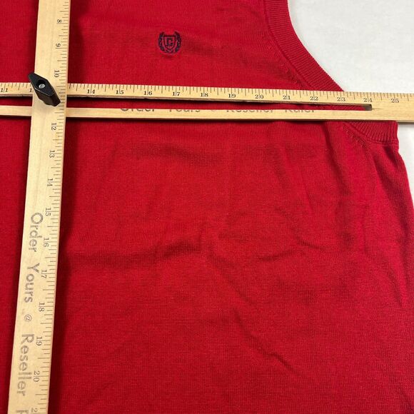 Chaps Mens Red Knit Sweater Vest XL Classic Preppy Casual Golf Layer Soft Cotton - Picture 8 of 11
